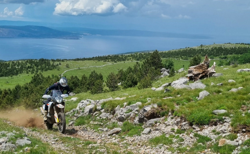KTM Adventure 890R Dunlop Trailmax Raid Test steinige Auffahrt